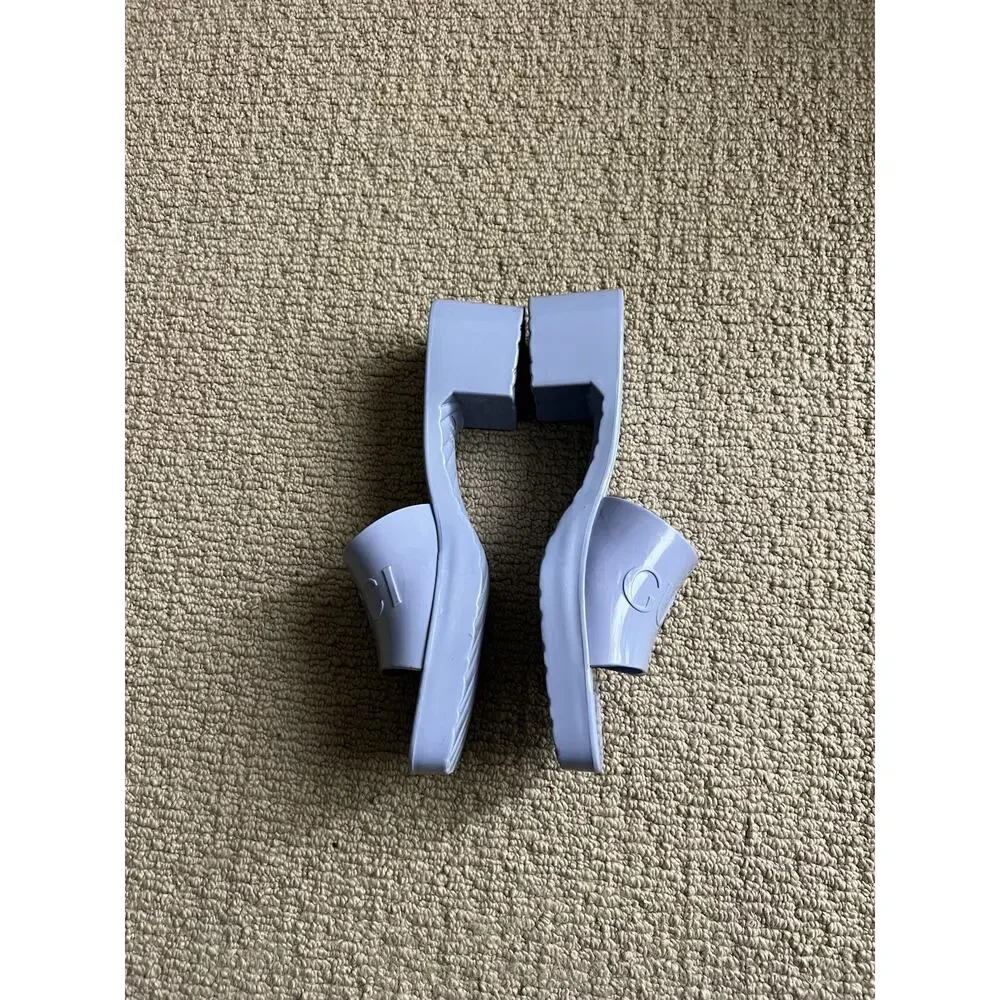GUCCI Rubber Light Blue Platform Heels Womens EU 41 USA 11 Slip On